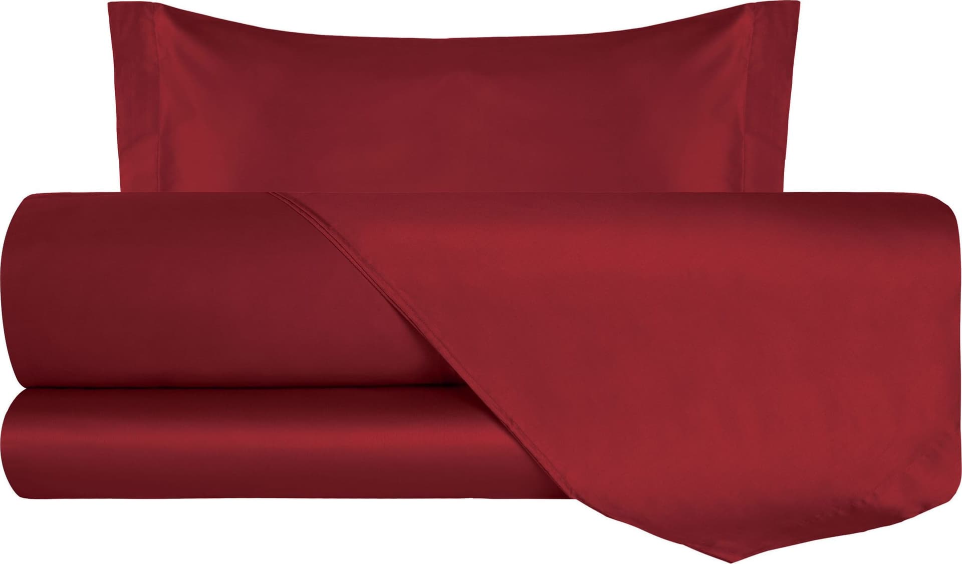Completo Letto in Raso di puro cotone Bordeaux - Vanita di raso