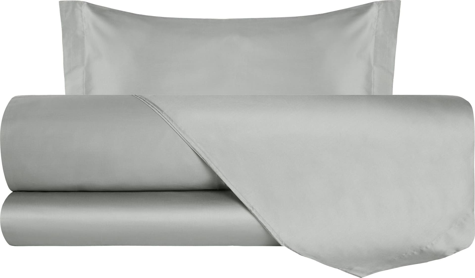 Completo Letto in Raso di puro cotone Grigio Perla - Vanita di raso