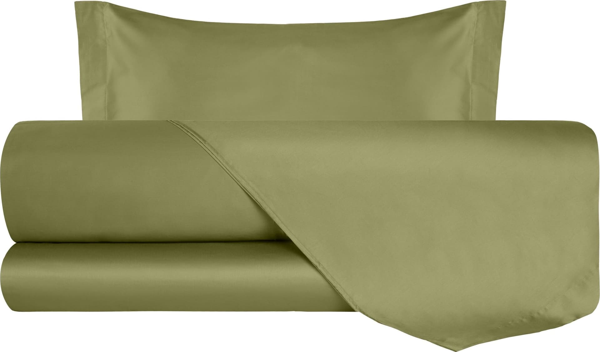Completo Letto in Raso di puro cotone Verde Oliva - Vanita di raso