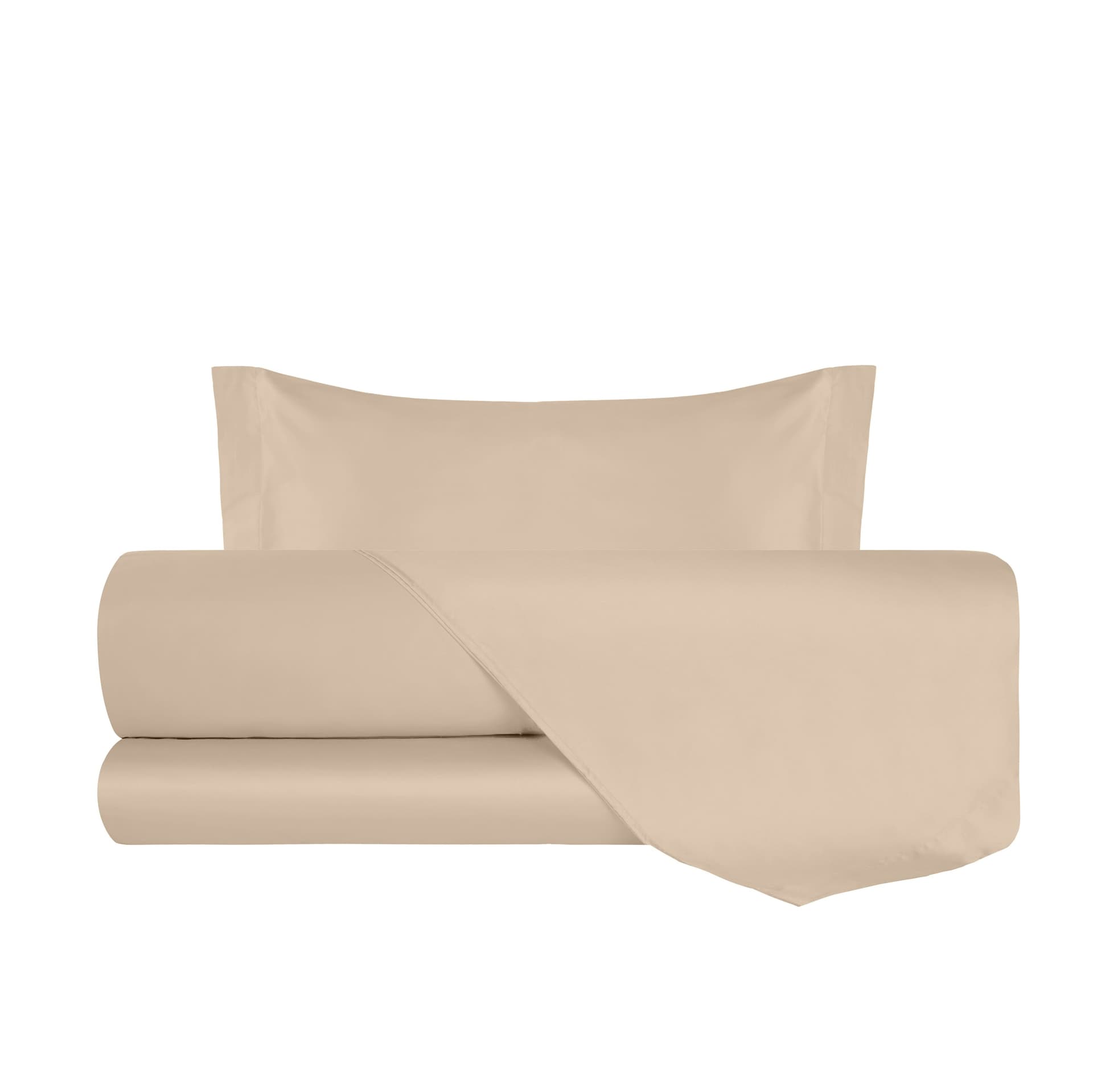 Completo Letto in Raso di puro cotone Sabbia - 7