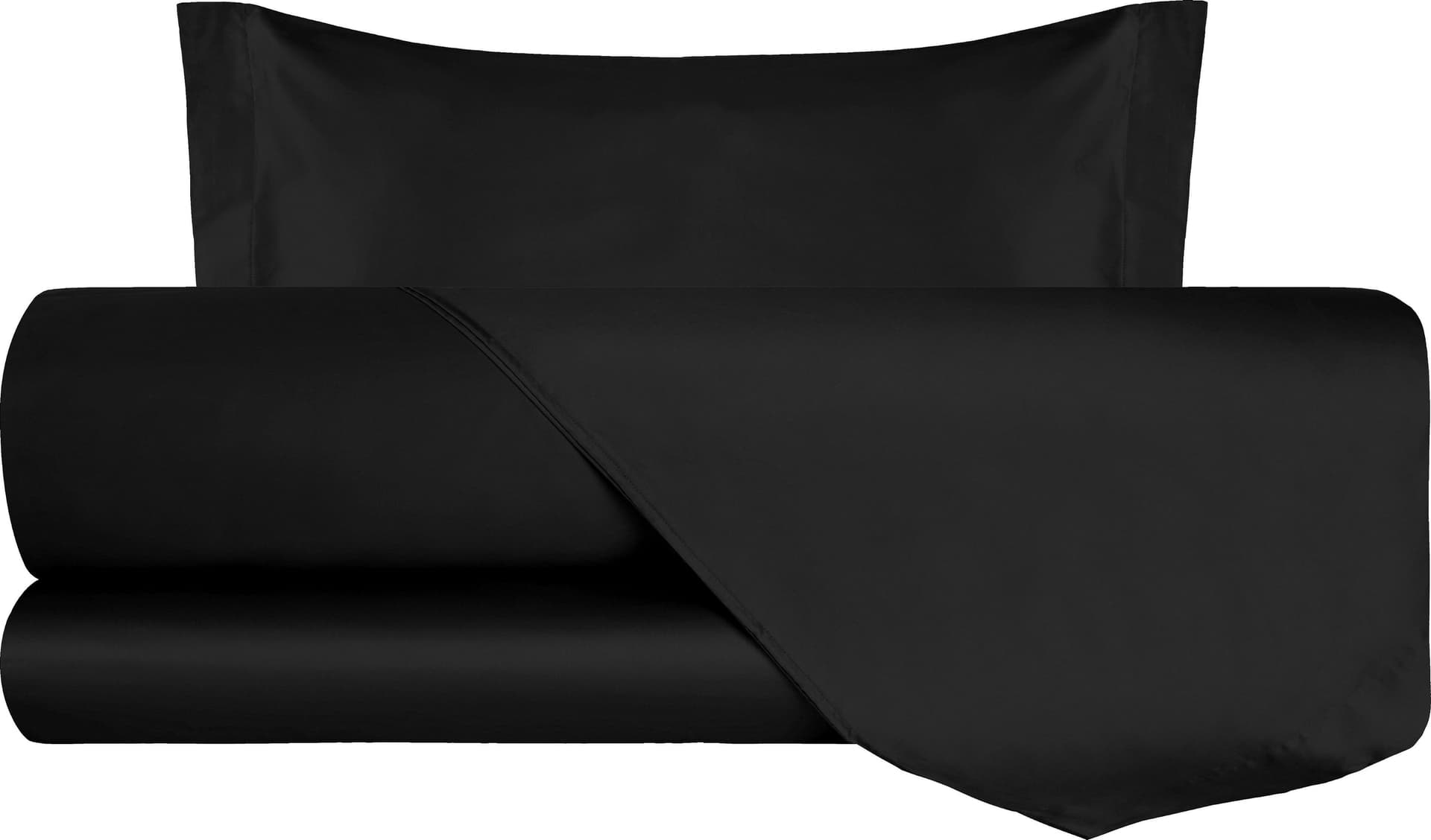 Completo Letto in Raso di puro cotone Nero - Vanita di raso