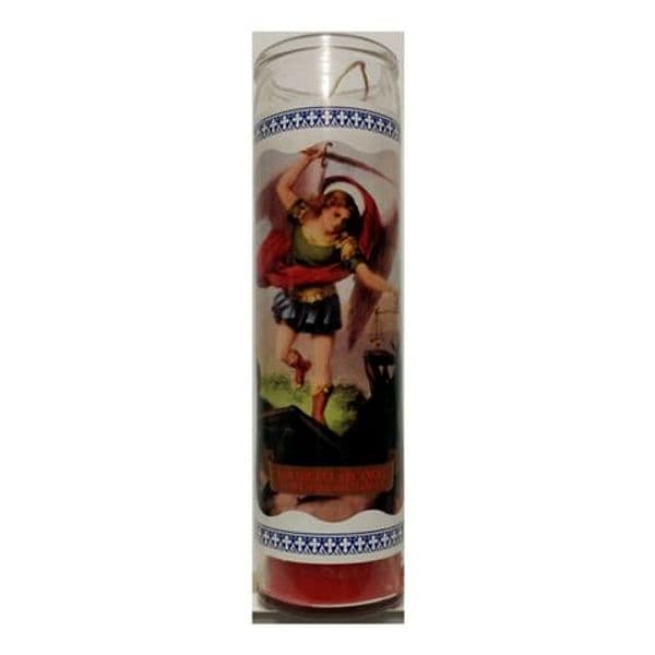 VELON CONSAGRADO SAN MIGUEL ARCANGEL CANDELA ESOTERICA CON CONTENITORE IN VETRO SANTERÍA – classico