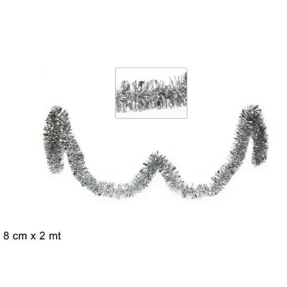 FILO ADDOBBO GHIRLANDA ALBERO DI NATALE 8 CM X 2 MT SILVER ARGENTO DECORAZIONE