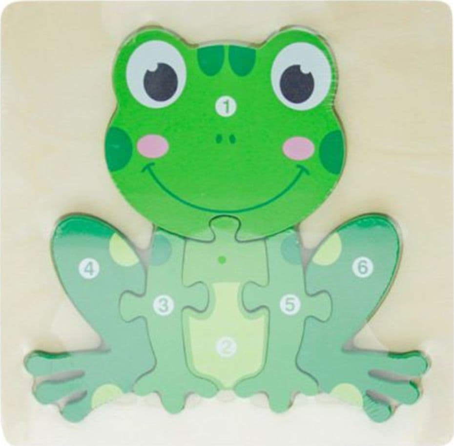 PUZZLE 3D IN LEGNO FORMA DI RANA EDUCATIVO COLORATO GIOCO BAMBINI IMPARARE 07316