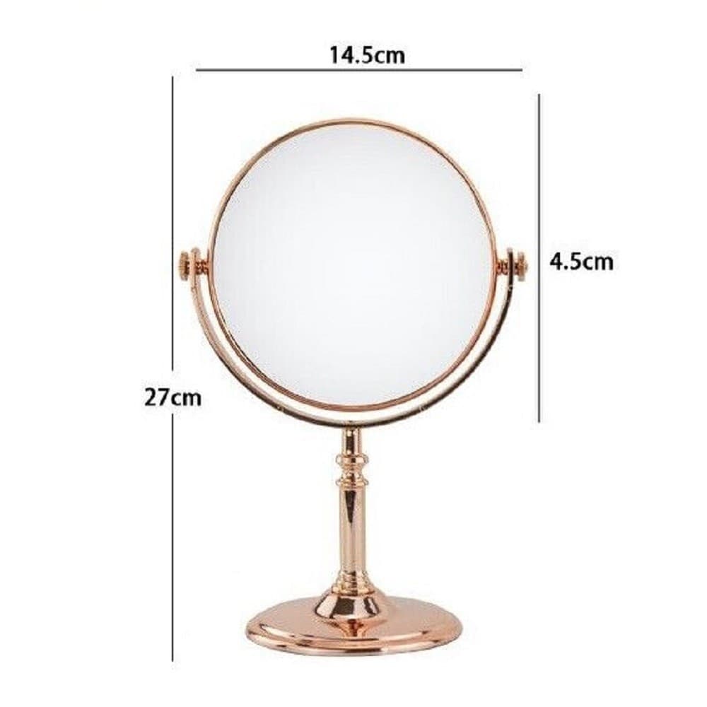 SPECCHIO DA TAVOLO MAKE UP TRUCCO ACCESSORIO BAGNO ORO ROSA DONNA 6" 27CM 69414 - 2