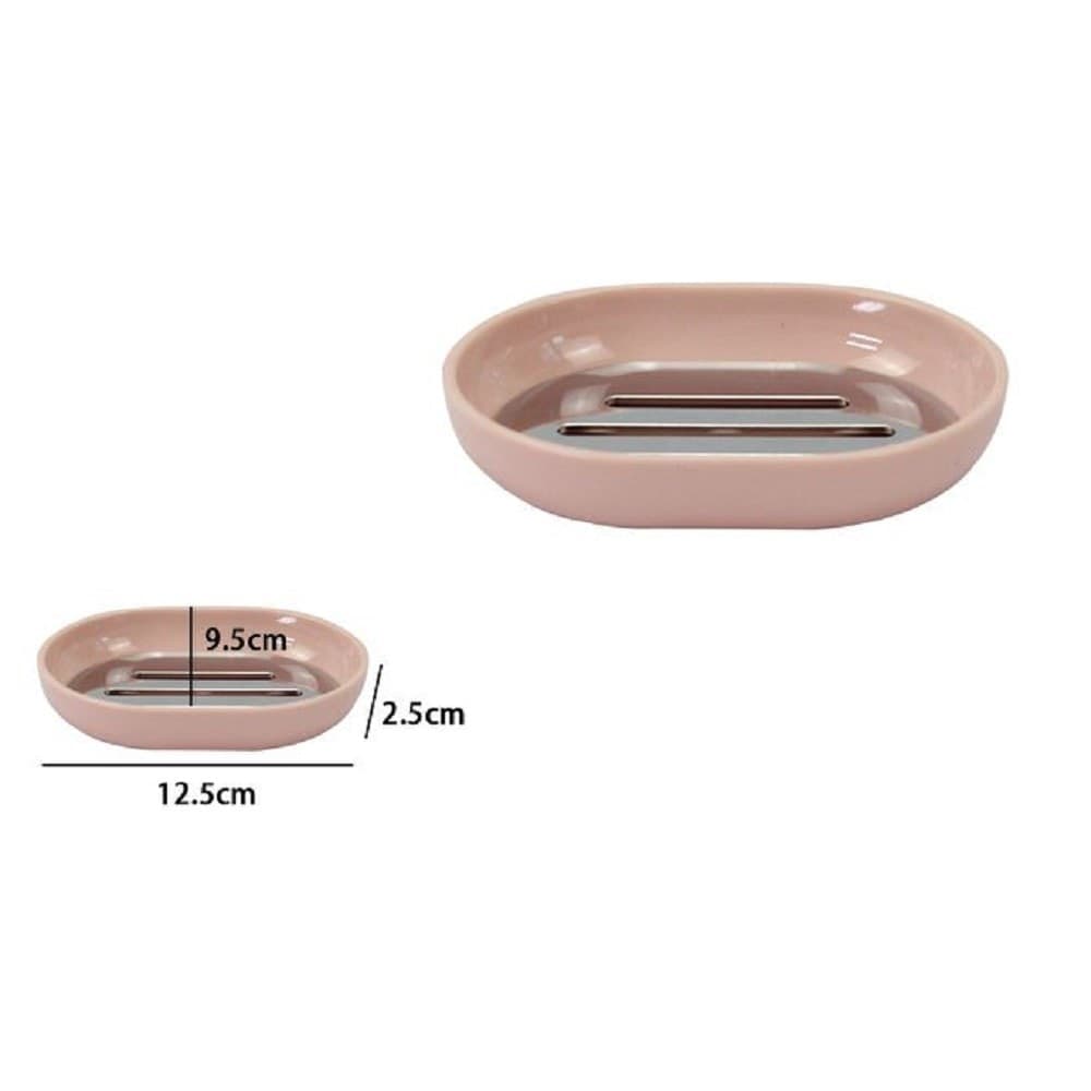 PIATTINO PORTA SAPONE SAPONETTA ROSA SILVER ACCESSORI BAGNO 12.5 X 9.5 CM 79871 - 2