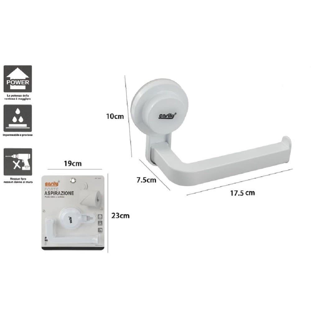 PORTA ROTOLO CARTA IGIENICA WC TOILETTE BAGNO CON ATTACCO A VENTOSA PARETE 59543 - 2