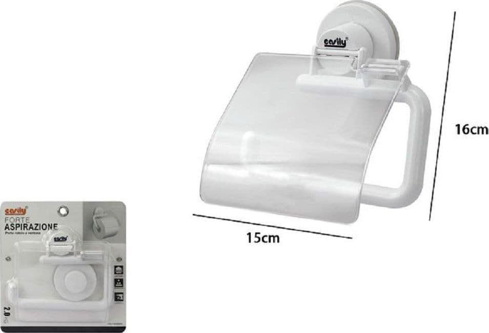 PORTA ROTOLO CARTA IGIENICA SUPPORTO PORTAROTOLO A VENTOSA ACCESSORI BAGNO 79159 - 2