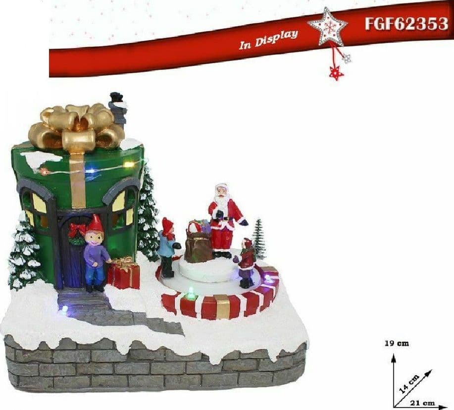 GIOSTRINA CON LUCI MOVIMENTO MUSICA DECORAZIONE NATALE NATALIZIA 21X19X14CM 2353