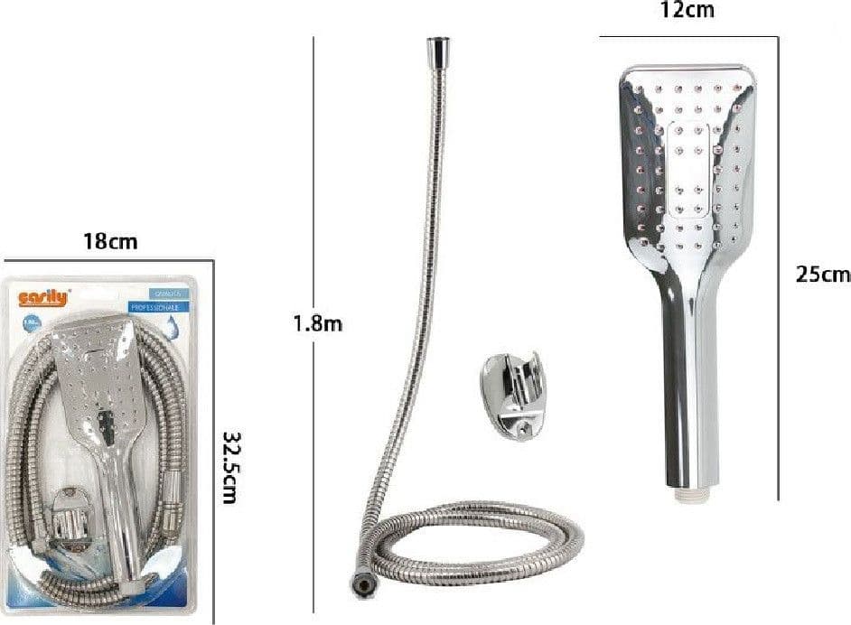 KIT DOCCETTA DOCCINO SOFFIONE RETTANGOLARE DOCCIA BAGNO 59231 LACCIO 1,8MT STAFFA - 2