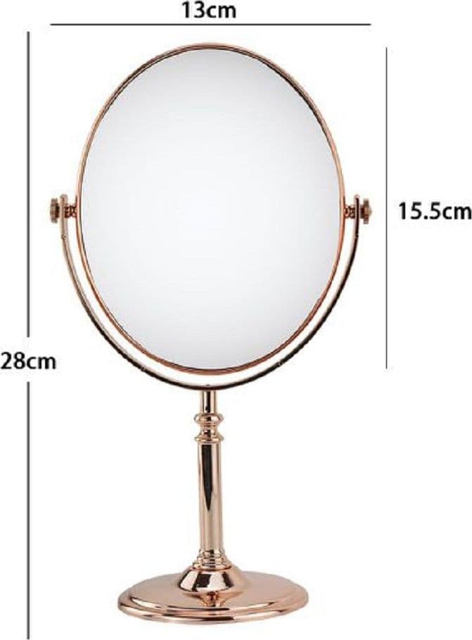 SPECCHIO TAVOLO MAKE UP TRUCCO ACCESSORIO BAGNO ORO ROSA DONNA 28 CM OVALE 69416 - 2