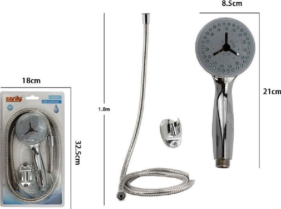 KIT DOCCETTA DOCCINO SOFFIONE DOCCIA TONDO CON LACCIO 1,8MT STAFFA 69294 BAGNO - 2