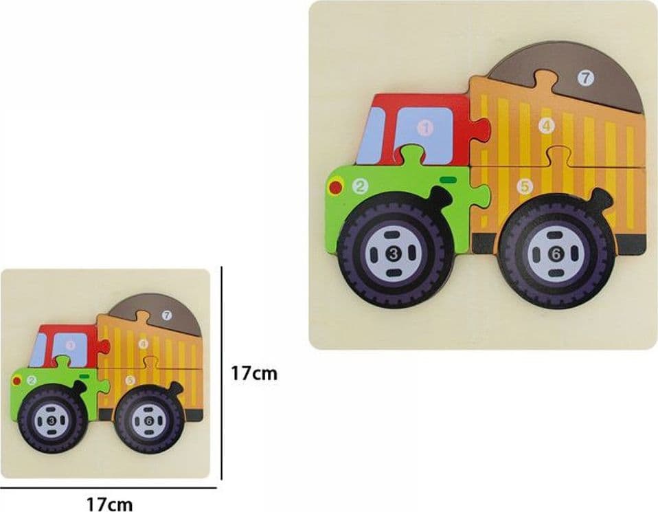 PUZZLE 3D BLOCCHI LEGNO FORMA DI CAMION EDUCATIVO COLORATO GIOCO BAMBINI ANIMALI - 2
