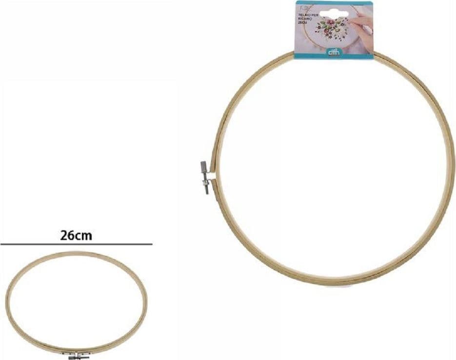 TELAIO PER RICAMO IN LEGNO TONDO CON FIBBIA METALLO ACCESSORI CUCITO 26CM 53550A