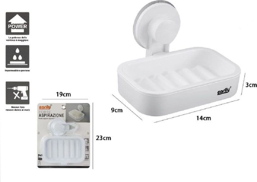 PORTA SAPONE ATTACCO A VENTOSA PARETE ACCESSORIO BAGNO IN PLASTICA MENSOLA 59545 - 2