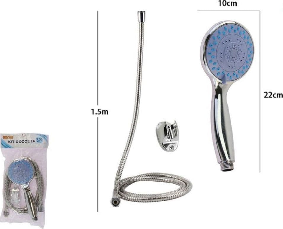 KIT DOCCETTA DOCCINO SOFFIONE DOCCIA BAGNO MULTIGETTO LACCIO 1,5MT STAFFA 79979 - 2
