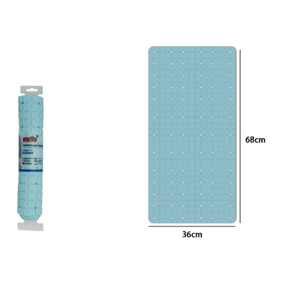 TAPPETO TAPPETINO IN PVC ANTISCIVOLO VASCA DA BAGNO DOCCIA 68X36CM 79754 AZZURRO - 2