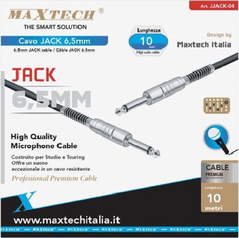 CAVO COLLEGAMENTO 2 JACK DA 6.5MM MONO 10MT CAVO MICROFONO AUDIO STEREO JJACK-04 - 3