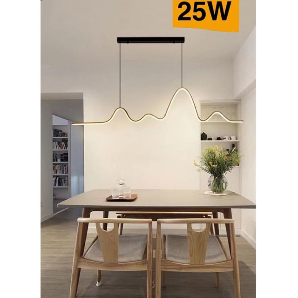 LAMPADARIO SOSPENSIONE LED 25W MODERNO ONDA SFALSATA LUCE 4000K 6500K 3000K B73N - 9