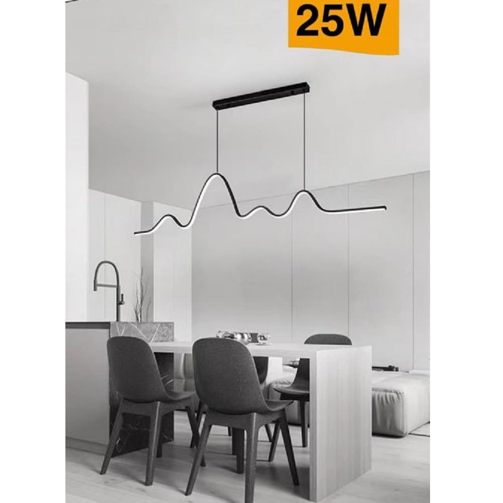 LAMPADARIO SOSPENSIONE LED 25W MODERNO ONDA SFALSATA LUCE 4000K 6500K 3000K B73N - 10