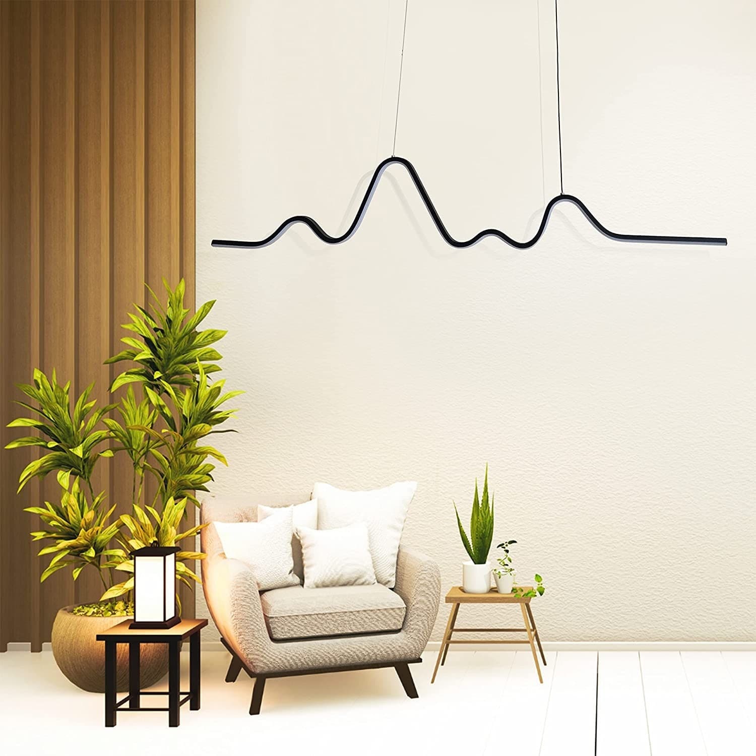 LAMPADARIO SOSPENSIONE LED 25W MODERNO ONDA SFALSATA LUCE 4000K 6500K 3000K B73N - 8