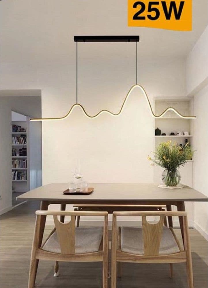 LAMPADARIO SOSPENSIONE LED 25W MODERNO ONDA SFALSATA LUCE 4000K 6500K 3000K B73N - 2