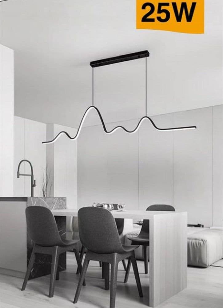 LAMPADARIO SOSPENSIONE LED 25W MODERNO ONDA SFALSATA LUCE 4000K 6500K 3000K B73N - 3
