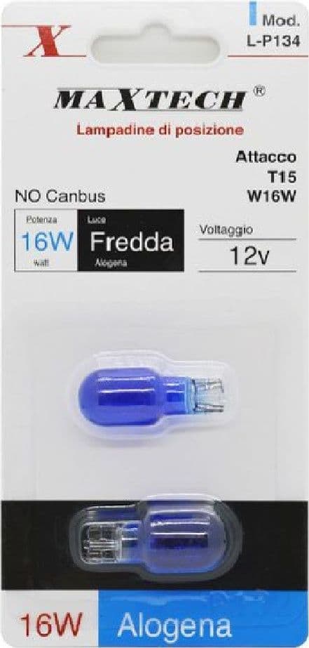 LAMPADINE POSIZIONE T15 W16W 12V AUTO 16W LUCE FREDDA ALOGENA NO CANBUS L-P134 - 3