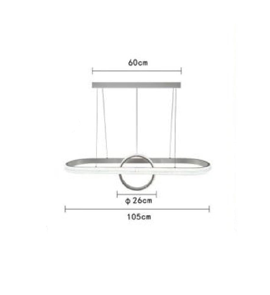 LAMPADARIO SOSPESO LED DESIGN CERCHIO OVALE BIANCO MODERNO PENDENTE 54W LP-30B - 2