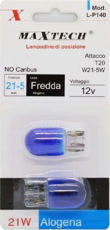 LAMPADINE DI POSIZIONE AUTO T20 W21-5W 12V LUCE FREDDA NO CANBUS ALOGENA L-P140 - 3