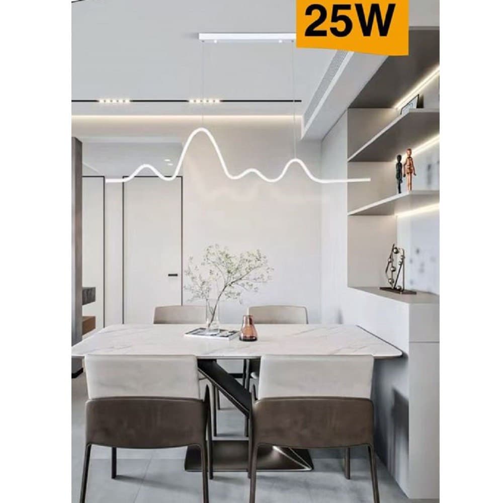 LAMPADARIO SOSPENSIONE LED MODERNO ONDA SFALSATA 25W LUCE 6500K 3000K 4000K B73B - 7