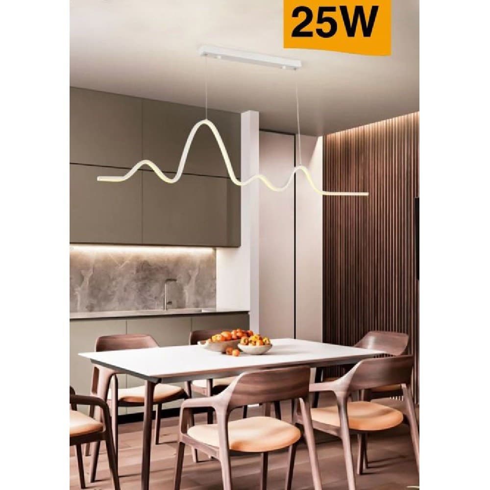 LAMPADARIO SOSPENSIONE LED MODERNO ONDA SFALSATA 25W LUCE 6500K 3000K 4000K B73B - 6