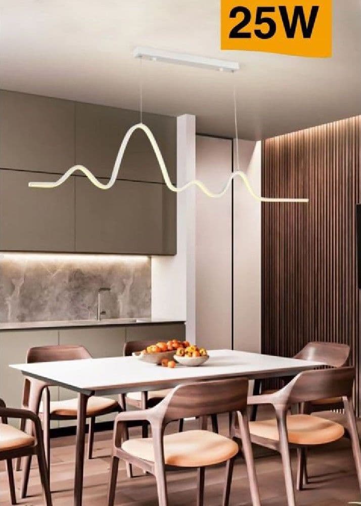 LAMPADARIO SOSPENSIONE LED MODERNO ONDA SFALSATA 25W LUCE 6500K 3000K 4000K B73B - 3
