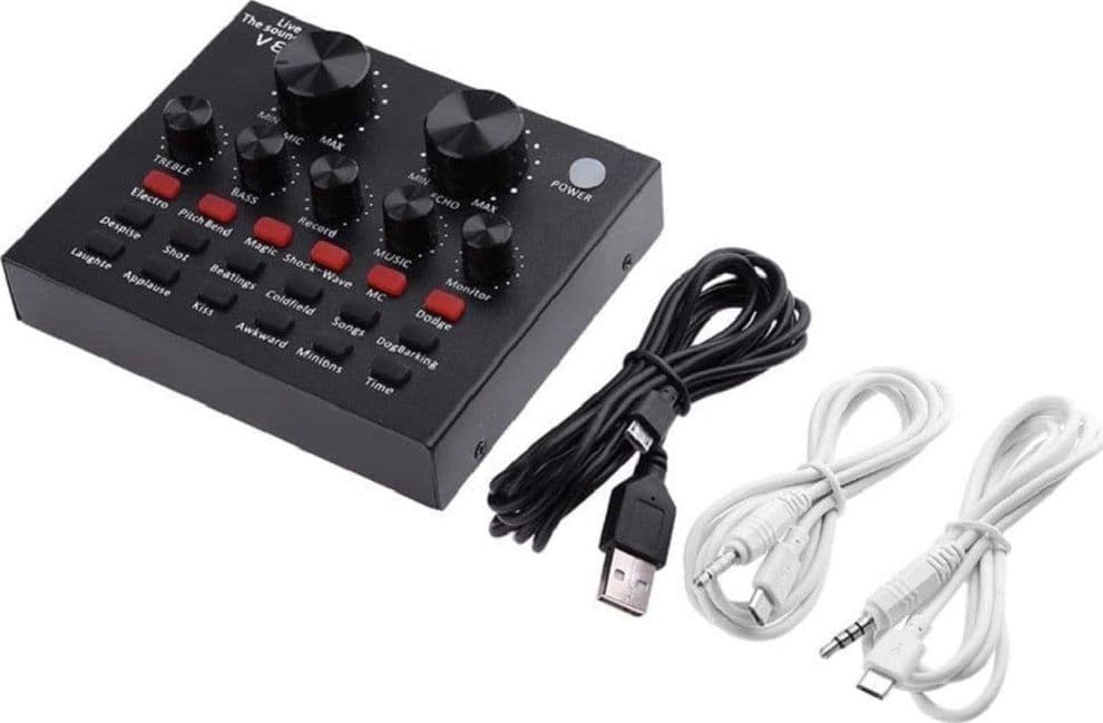 SCHEDA AUDIO V8 CAMBIA VOCE CONVERSIONE EFFETTI SONORI MIXER REGISTRAZIONE USB - 9