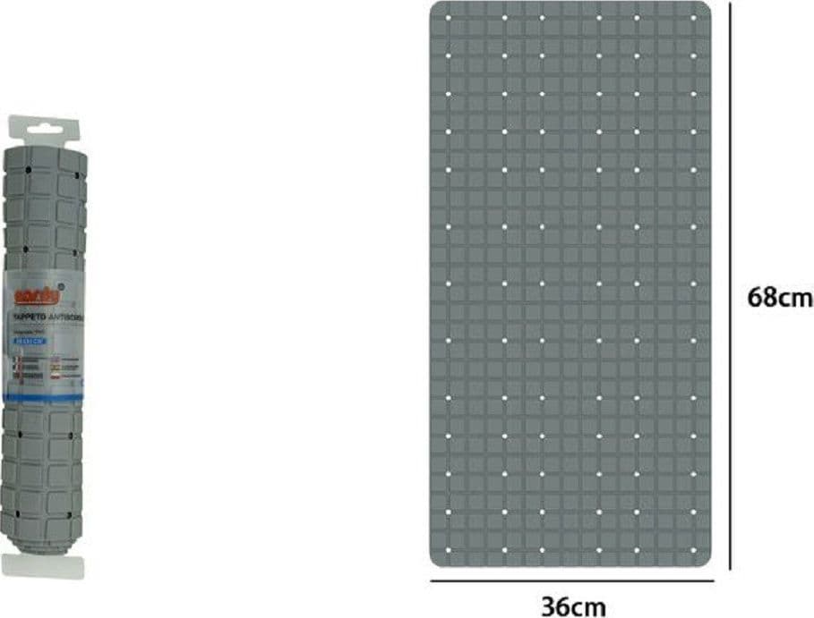 TAPPETO TAPPETINO IN PVC ANTISCIVOLO VASCA DA BAGNO DOCCIA 68X36CM 79755 GRIGIA - 2