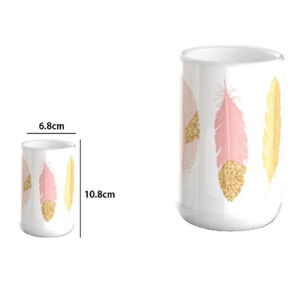 BICCHIERE PORTASPAZZOLINO PIUME BIANCO ACCESSORI ARREDO BAGNO 6.8X10.8CM 69794 - 2