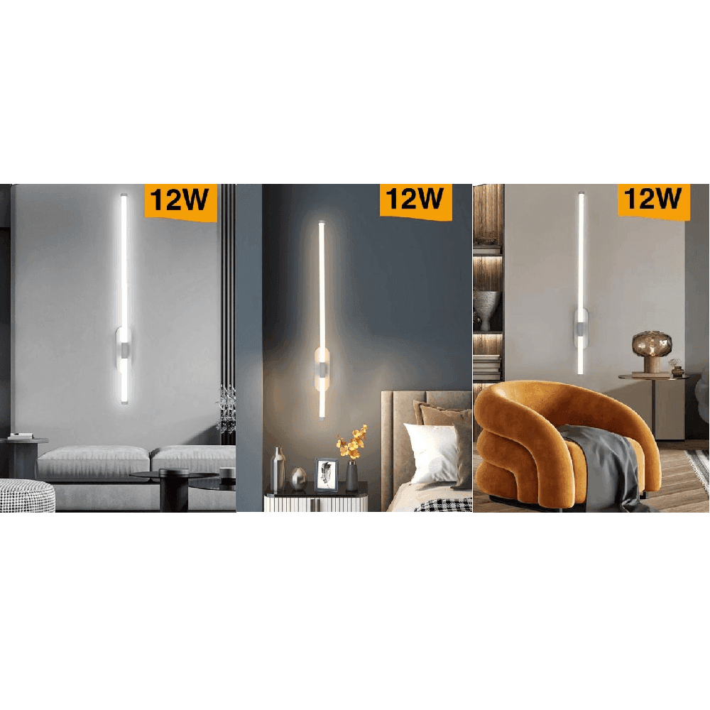 APPLIQUE A LED 12 WATT TUBO LUNGO BIANCO MODERNO LUCE FREDDA CALDA NATURALE E80