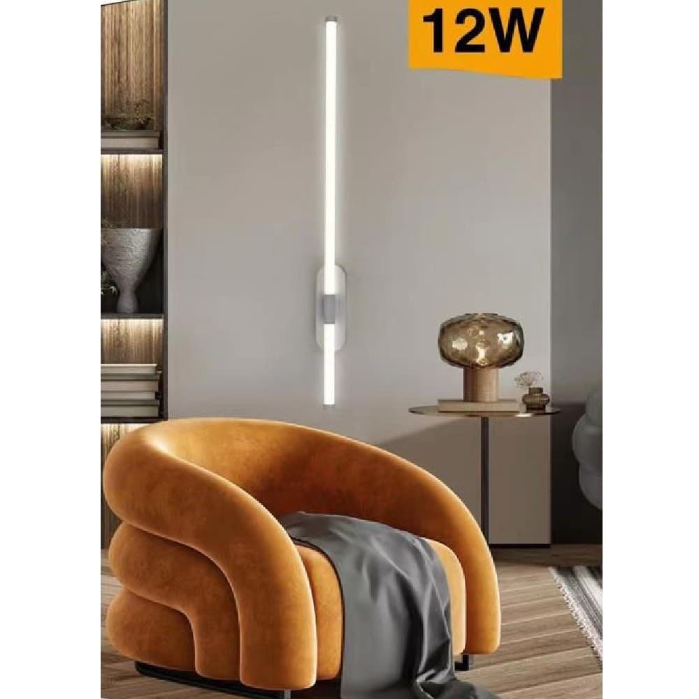 APPLIQUE A LED 12 WATT TUBO LUNGO BIANCO MODERNO LUCE FREDDA CALDA NATURALE E80 - 6
