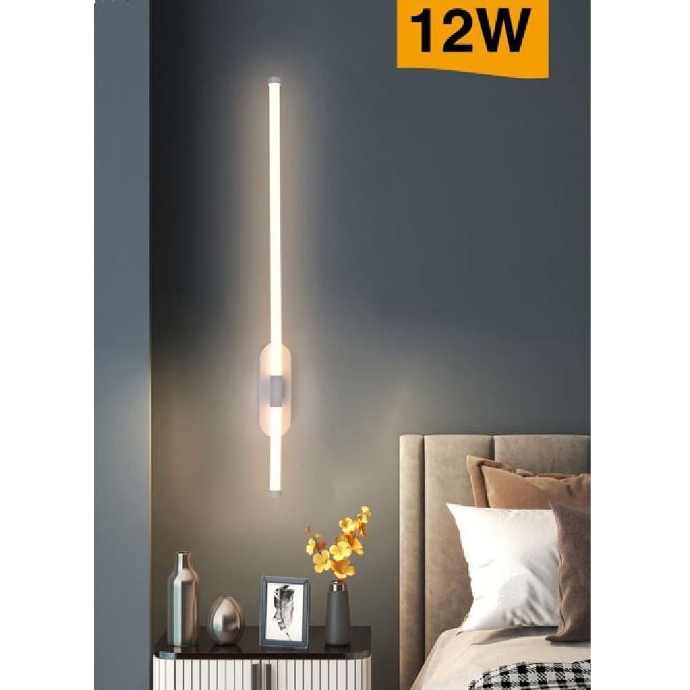 APPLIQUE A LED 12 WATT TUBO LUNGO BIANCO MODERNO LUCE FREDDA CALDA NATURALE E80 - 8