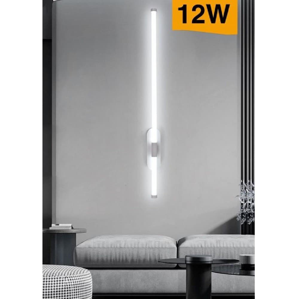 APPLIQUE A LED 12 WATT TUBO LUNGO BIANCO MODERNO LUCE FREDDA CALDA NATURALE E80 - 7