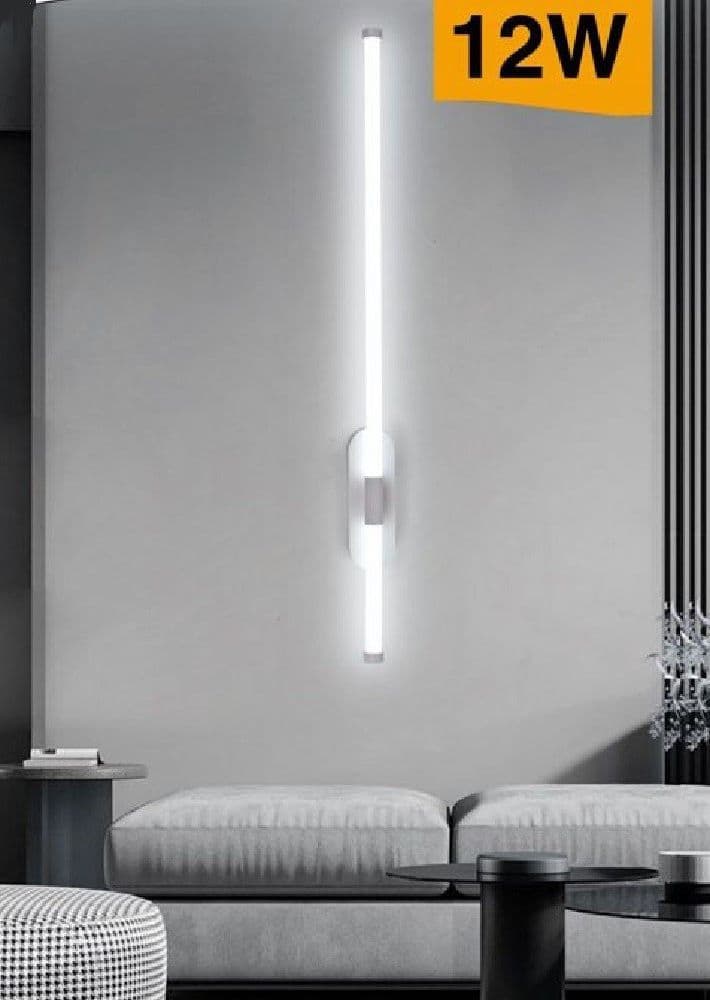 APPLIQUE A LED 12 WATT TUBO LUNGO BIANCO MODERNO LUCE FREDDA CALDA NATURALE E80 - 2