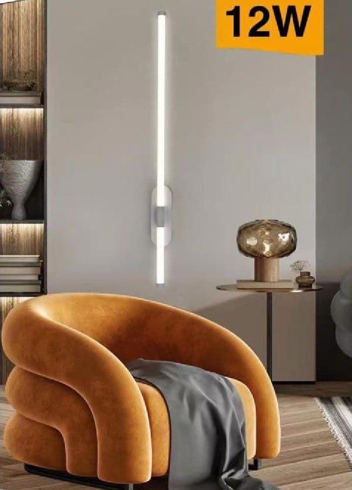 APPLIQUE A LED 12 WATT TUBO LUNGO BIANCO MODERNO LUCE FREDDA CALDA NATURALE E80 - 4