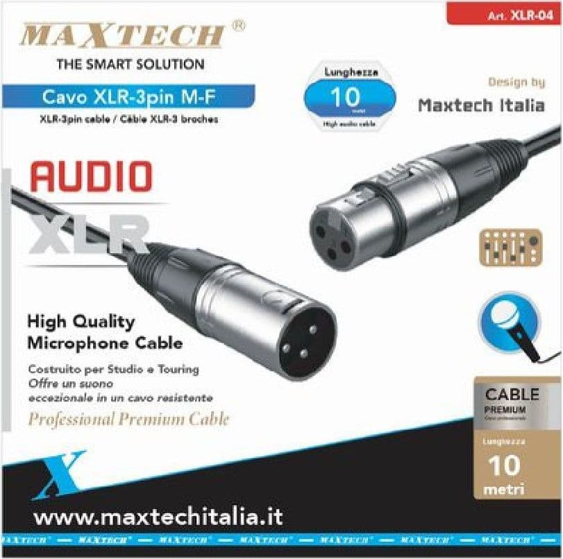 CAVO XLR 3 PIN XLR MASCHIO-FEMMINA AUDIO PROLUNGA MICROFONO DA 10 METRI XLR-04 - 3