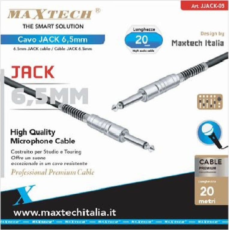 CAVO COLLEGAMENTO 2 JACK DA 6.5MM MONO 20MT CAVO MICROFONO AUDIO STEREO JJACK-05 - 3