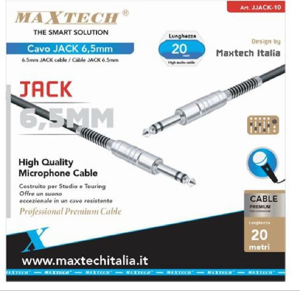 CAVO COLLEGAMENTO CON 2 JACK DA 6.5MM 20 MT CAVO MICROFONO AUDIO STEREO JJACK-10 - 3