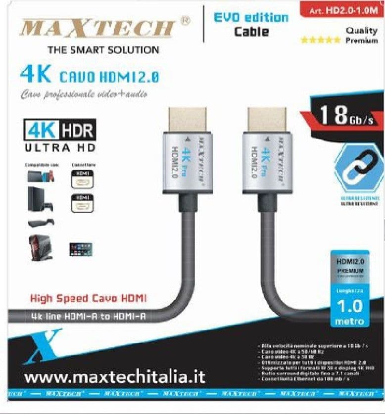 CAVO HDMI 2.0 4K ULTRA HD 1 MT HIGH SPEED 18GB/S AUDIO VIDEO CAVETTO HD2.0-1.0M - 3