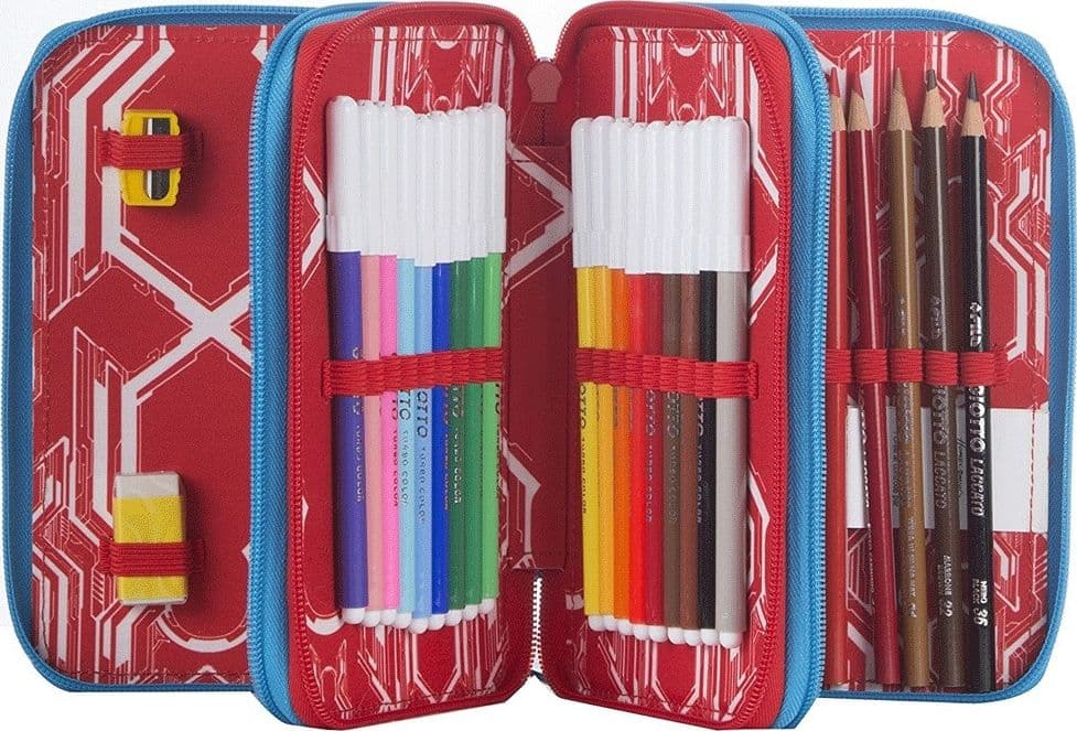 ASTUCCIO COMPLETO 3 ZIP SPIDERMAN UOMO RAGNO ACCESSORIATO BAMBINI SCUOLA DELUX - 4