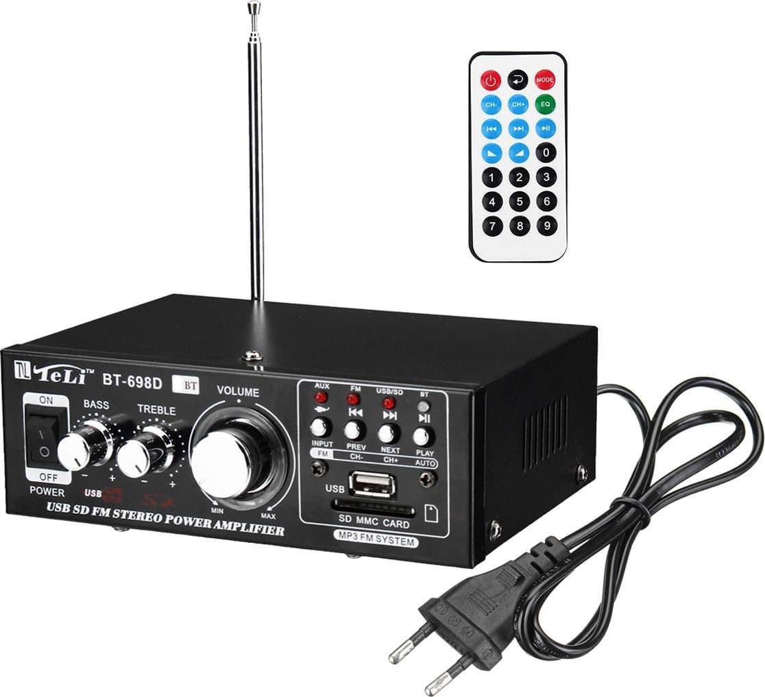 AMPLIFICATORE AUDIO BLUETOOTH 2 CANALI STEREO USB SD RADIO SPEAKER TELECOMANDO - 9