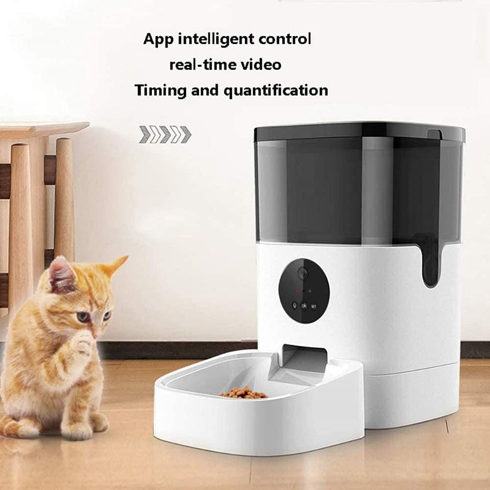 DISTRIBUTORE AUTOMATICO CIBO MANGIATOIA PER GATTI ANIMALI CON TELECAMERA WIFI 4LT - 6