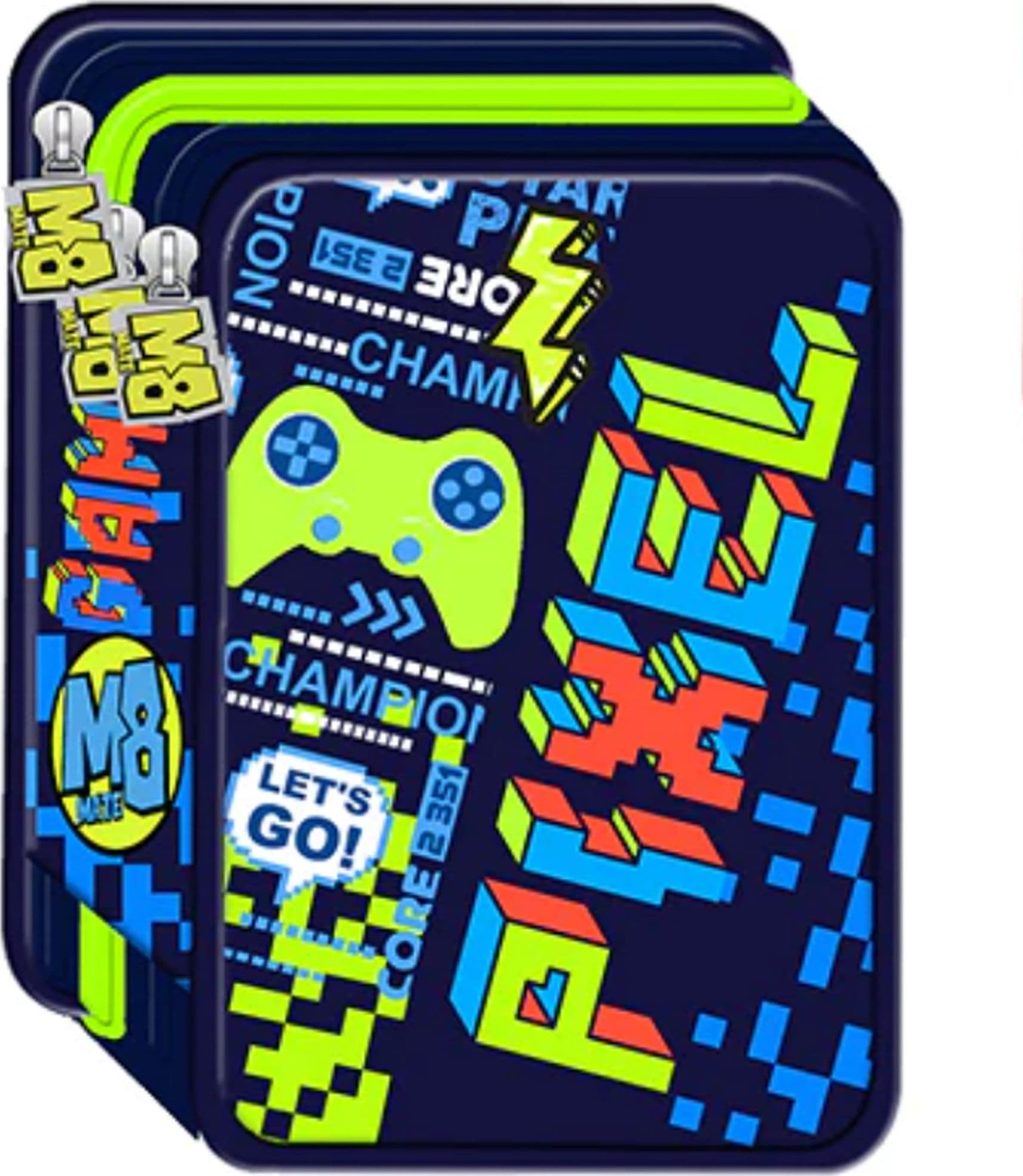 ASTUCCIO PORTAPASTELLI PORTAPENNE 3 SCOMPARTI CHIUSURA A ZIP M8 BOY BLU VERDE